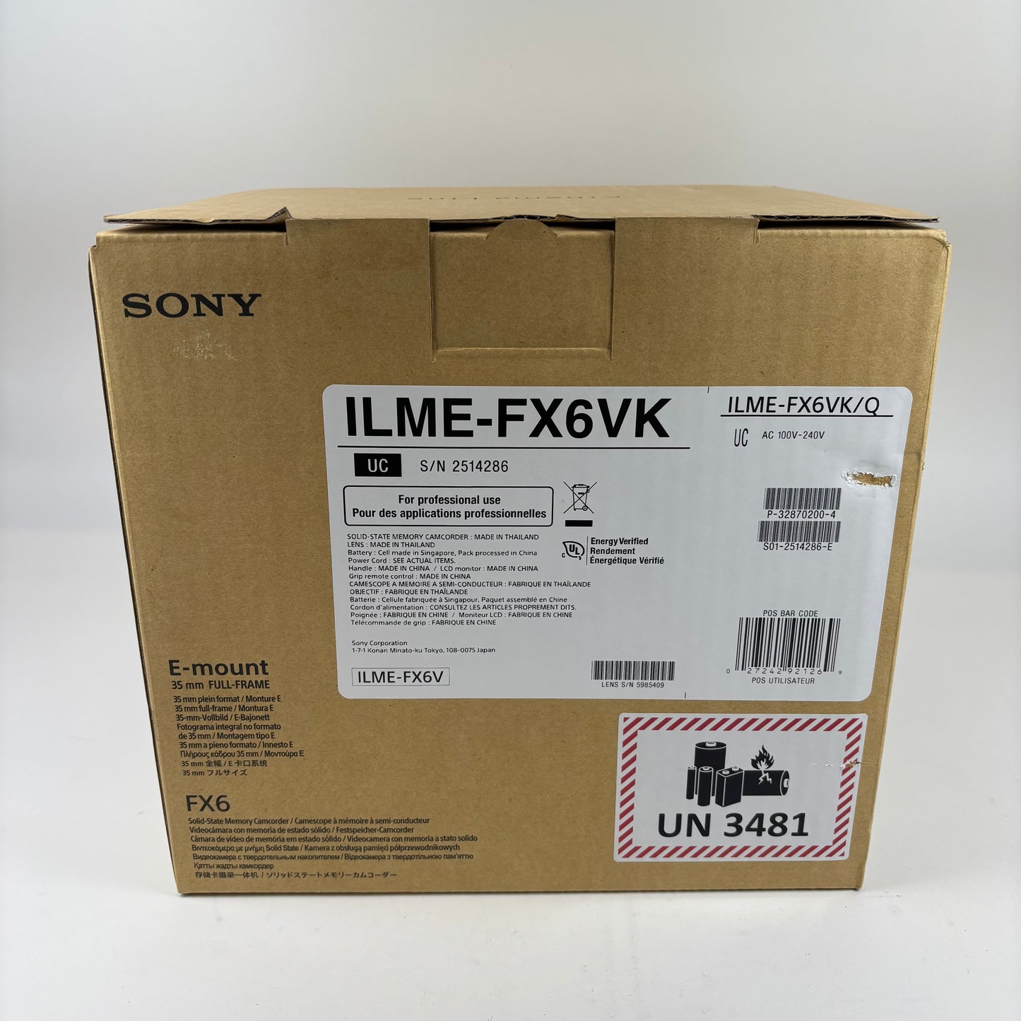 New Sony Cinema Line FX6 10.2MP Full Frame Cinema Camera