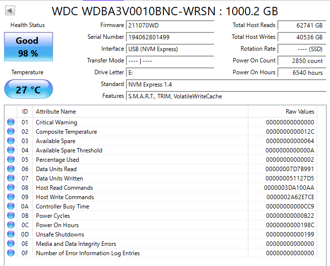 Western Digital WD Blue SN550 WDBA3V0010BNC-WRSN
